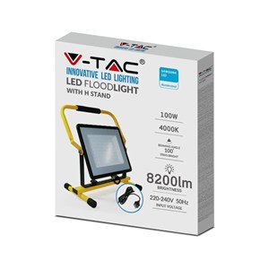 Projektor przenośny LED V-TAC 100W SAMSUNG CHIP IP65 3mb VT-109 6500K 8200lm 5 lat gwarancji