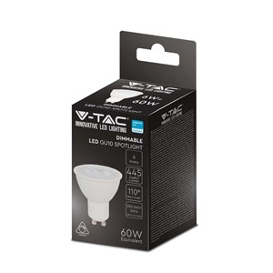 Żarówka LED V-TAC SAMSUNG CHIP 6W GU10 110st Ściemnialna VT-247 4000K 445lm 5 Lat Gwarancji