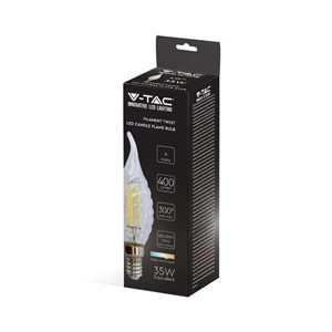 Żarówka LED V-TAC 4W Filament E14 Twist Świeczka Płomyk VT-1995 3000K 400lm