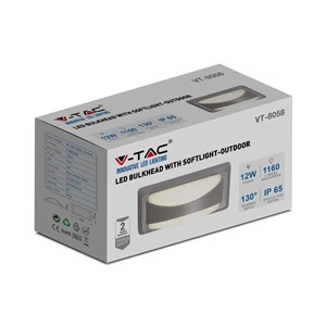 Oprawa Ścienna V-TAC 12W LED Szara IP65 VT-8058 3000K 1160lm