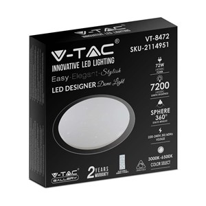 Plafon Sufitowy V-TAC 72W LED Pilot CCT fi.670 Gwiazdy VT-8472 3000K-6500K 7200lm