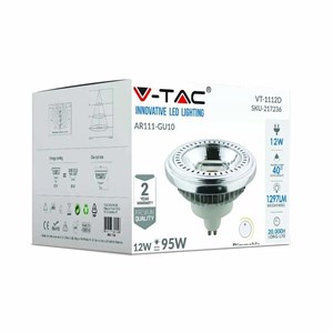 Żarówka LED V-TAC AR111 12W GU10 40st COB Ściemnialna VT-1112 3000K 1031lm