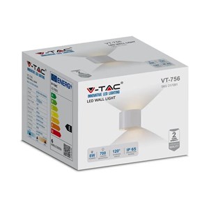 Oprawa Ścienna 5W V-TAC Góra Dół Regulowana Biały Okrągły IP65 Bridgelux VT-756 4000K 700lm