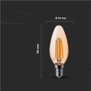 Żarówka LED V-TAC 4W Filament E14 Świeczka Bursztyn VT-1955 2200K 350lm
