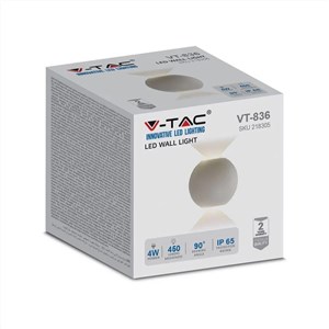 Kinkiet Ścienny V-TAC 4W LED Szary Okrągły IP65 VT-836 4000K 476lm