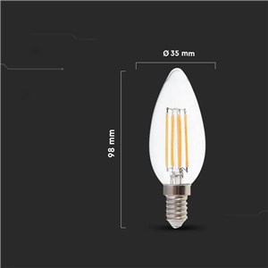 Żarówka LED V-TAC 4W Filament E14 Świeczka VT-1986 4000K 400lm