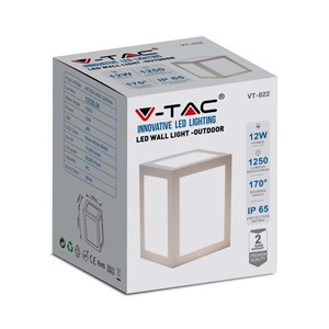 Oprawa Ścienna V-TAC 12W LED IP65 Biała VT-822 3000K 1350lm