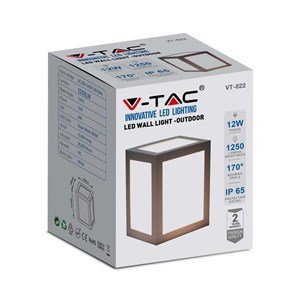 Oprawa Ścienna V-TAC 12W LED IP65 Szara VT-822 4000K 1350lm