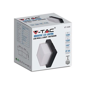 Oprawa V-TAC 12W LED IP65 Czarny Kwadrat VT-828 3000K 1200lm