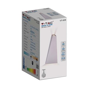 Kinkiet ścienny V-TAC 4W LED biały IP65 VT-826-W-N 3000K 450lm
