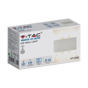 Oprawa ścienna góra dół V-TAC 5W LED biała IP54 VT-846 3000K 630lm