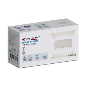 Oprawa ścienna góra dół V-TAC 8W LED biała IP54 VT-848 3000K 870lm
