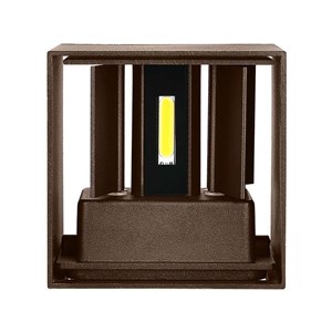 Oprawa Ścienna V-TAC 11W LED Góra Dół Regulowana Brąz Corten Kwadrat IP65 VT-759-12 3000K 1360lm