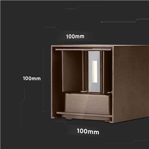 Oprawa Ścienna V-TAC 11W LED Góra Dół Regulowana Brąz Corten Kwadrat IP65 VT-759-12 3000K 1360lm