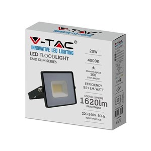 Naświetlacz LED V-TAC 20W SMD E-series czarny VT-4021 4000K 1620lm