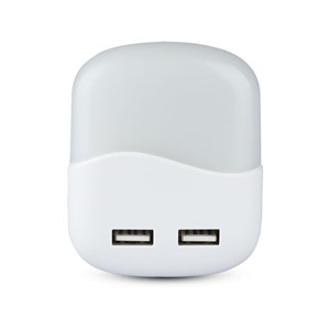 Lampka nocna do gniazdka LED z USB V-TAC SAMSUNG CHIP kwadrat VT-84-SQ 4000K 10lm