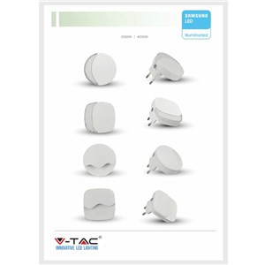 Lampka nocna do gniazdka LED z USB V-TAC SAMSUNG CHIP kwadrat VT-84-SQ 4000K 10lm