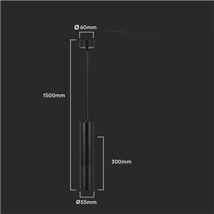 Oprawa Zwieszana V-TAC GU10 GU10 Czarny 55x300mm VT-976-300 3 Lata Gwarancji