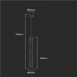 Oprawa Zwieszana V-TAC GU10 GU10 Czarny 60x500mm VT-976-500 3 Lata Gwarancji