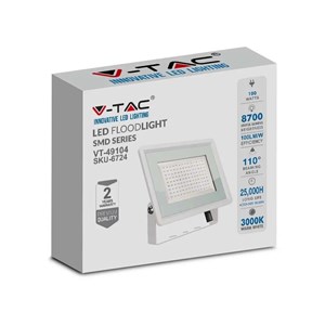 Projektor LED V-TAC 100W SMD F-CLASS Biały VT-49104 3000K 8700lm