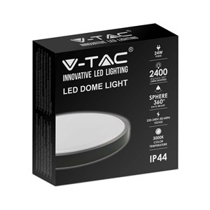 Oprawa sufitowa plafoniera V-TAC 24W LED okrągły IP44 30cm czarny VT-8624B-RD 4000K 2400lm