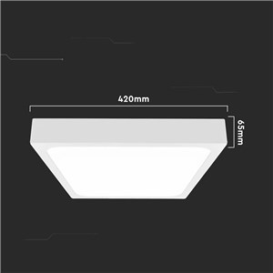 Oprawa sufitowa plafoniera V-TAC 30W LED kwadrat IP44 42x42cm biały VT-8630W-SQ 6500K 3000lm