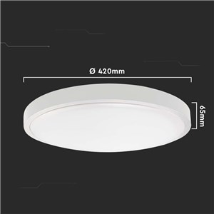 Oprawa sufitowa plafoniera V-TAC 30W LED okrągły IP44 czujnik ruchu mikrofalowy 42cm biały VT-8630S-W-RD 4000K 3000lm