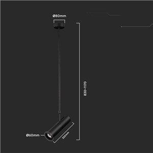 Oprawa Sufitowa V-TAC GU10 Regulowana 830-1170mm Czarna VT-7900 3 Lata Gwarancji