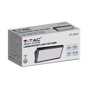 Oprawa Ścienna V-TAC 12W LED Ukośna Czarna IP65 VT-8054 6400K 1250lm