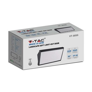 Oprawa Ścienna V-TAC 20W LED Ukośna Czarna IP65 VT-8055 4000K 2045lm