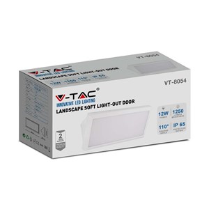 Oprawa ścienna V-TAC 12W LED ukośna biała IP65 VT-8054 6400K 1250lm