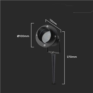 Oprawa Gruntowa Ogrodowa Wbijana Aluminium GU10 Czarna z daszkiem IP65 V-TAC VT-7704 3 Lata Gwarancji