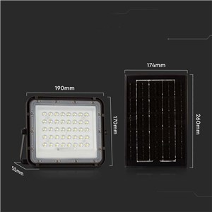 Projektor LED Solarny V-TAC 6W Pilot, AUTO, Timer, IP65 Czarny VT-40W 4000K 400lm