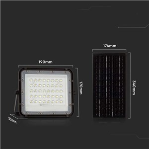 Projektor LED Solarny V-TAC 10W Pilot, AUTO, Timer, IP65 Czarny VT-80W 6400K 800lm