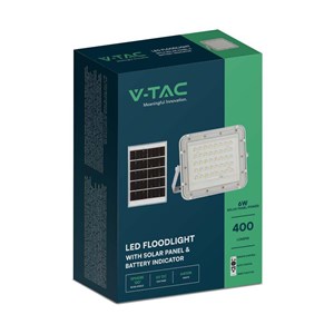 Projektor LED Solarny V-TAC 6W Pilot, AUTO, Timer, IP65 Biały VT-40W-W 4000K 400lm