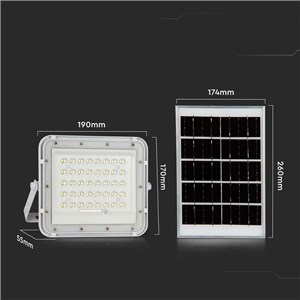 Projektor LED Solarny V-TAC 6W Pilot, AUTO, Timer, IP65 Biały VT-40W-W 4000K 400lm