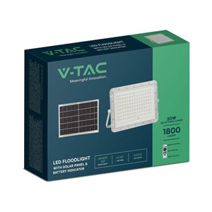 Projektor LED Solarny V-TAC 20W Pilot, AUTO, Timer, IP65 Biały VT-180W-W 6400K 1800lm