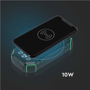 Power Bank V-TAC 30000mAh Czarny, Solarny, Ładowanie Bezprzewodowe SZYBKI 20W 2xUSB V-TAC VT-33333