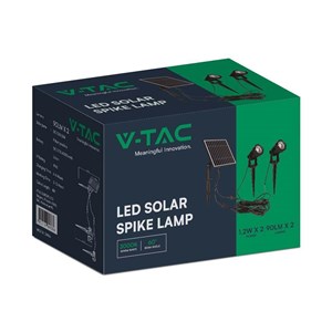 Oprawa Gruntowa Ogrodowa Wbijana LED V-TAC Solarna Zestaw 2x1.2W IP65 VT-11031 3000K 90lm 3 Lata Gwarancji