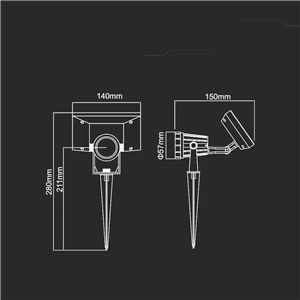 Oprawa Gruntowa Ogrodowa Wbijana LED V-TAC Solarna 2W IP65 VT-952 3000K 40lm 3 Lata Gwarancji