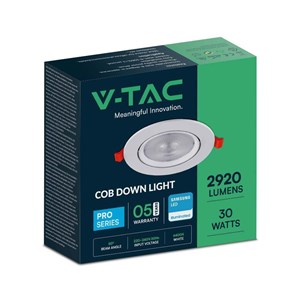 Oprawa V-TAC LED downlight SAMSUNG CHIP 30W ruchoma VT-2-30 3000K 3040lm 5 lat gwarancji