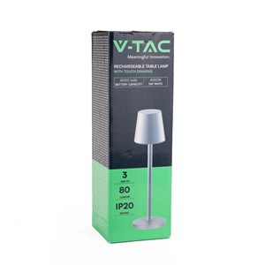 Lampka biurkowa nocna V-TAC 3W LED 39cm ładowanie ściemnianie szara VT-7703 3000K 70lm 2 lata Gwarancji