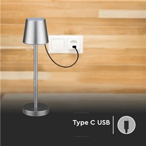 Lampka biurkowa nocna V-TAC 3W LED 39cm ładowanie ściemnianie szara VT-7703 4000K 70lm 2 lata Gwarancji