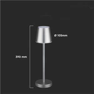 Lampka biurkowa nocna V-TAC 3W LED 39cm ładowanie ściemnianie szara VT-7703 4000K 70lm 2 lata Gwarancji