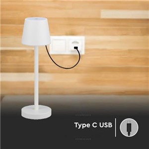 Lampka biurkowa nocna V-TAC 3W LED 39cm ładowanie ściemnianie biała VT-7703 4000K 70lm 2 lata Gwarancji