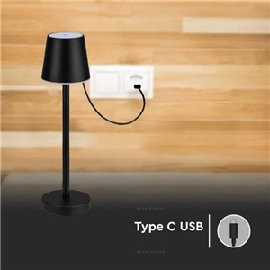 Lampka biurkowa nocna V-TAC 3W LED 39cm ładowanie ściemnianie czarna VT-7703 4000K 70lm 2 lata Gwarancji