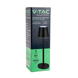 Lampka biurkowa nocna V-TAC 3W LED 39cm ładowanie ściemnianie czarna VT-7703 4000K 70lm 2 lata Gwarancji