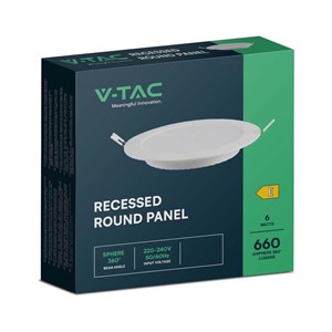Panel LED V-TAC wpuszczany premium downlight 6W okrągły fi120 VT-61006 6500K 660lm