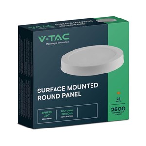 Panel LED V-TAC natynkowy premium downlight 24W okrągły fi290 VT-60024 3000K 2500lm