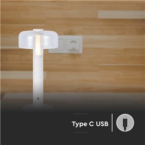 Lampka stołowa nocna V-TAC 1W LED 30cm ładowanie USB ściemnianie biała VT-1049 3000K 100lm